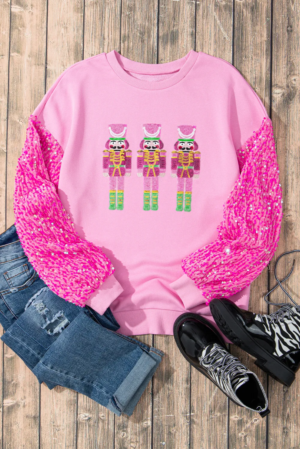 Sequin Nutcracker Dropped Shoulder Sweatshirt - Image 3