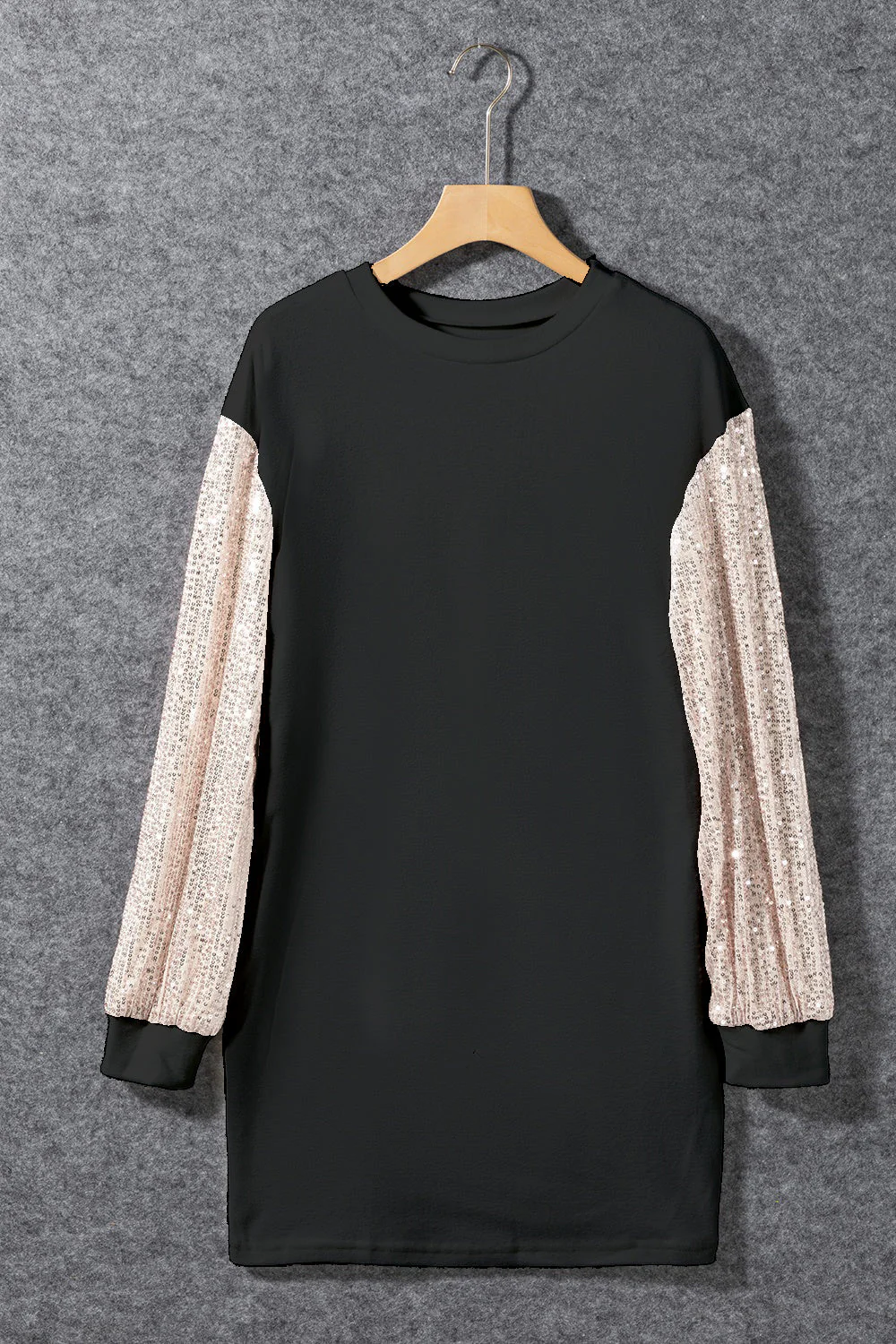 Sequin Round Neck Long Sleeve Dress - Image 2