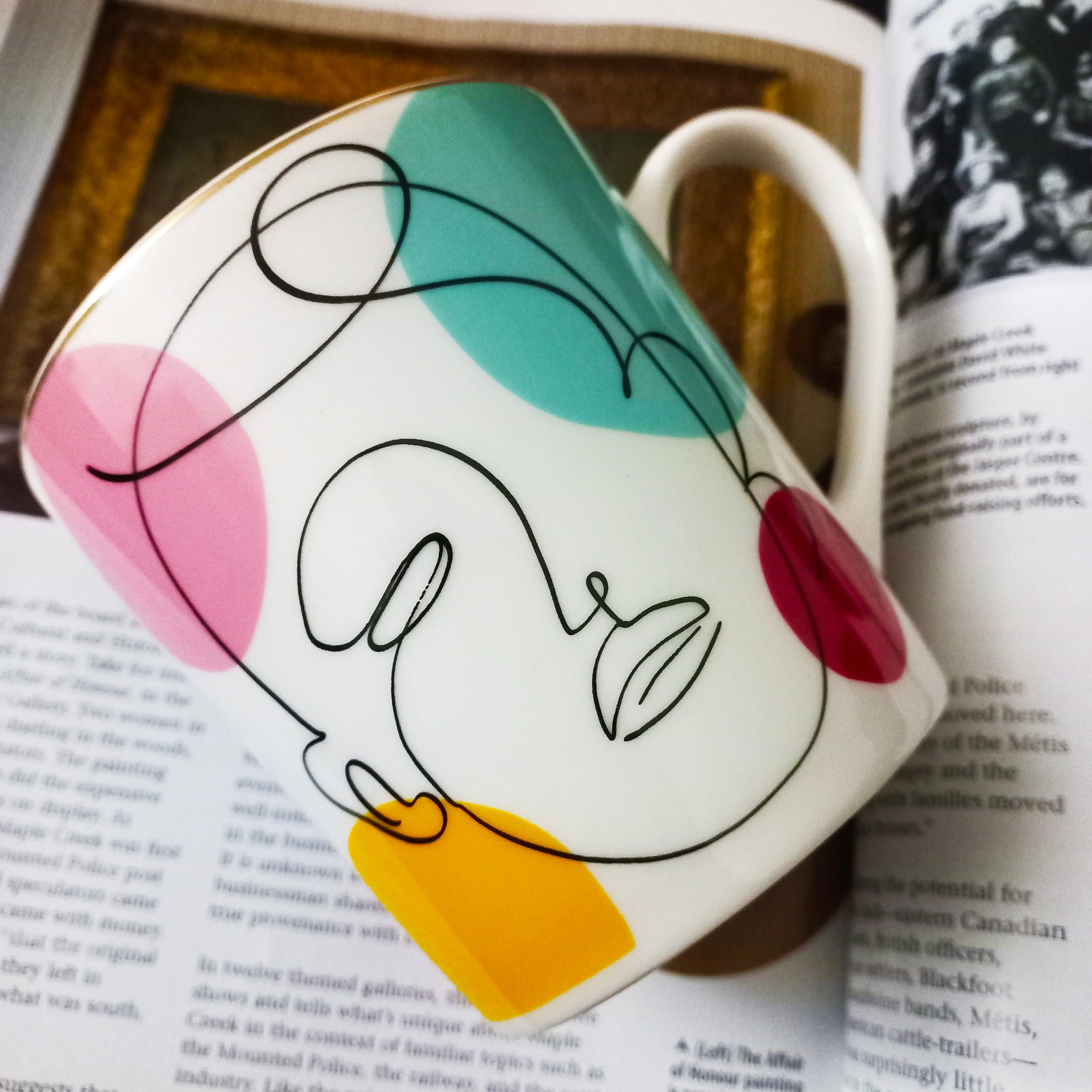 Set Of Four Ceramic Coffee Mugs Face Theme by Izhar Studio- CA - Image 2