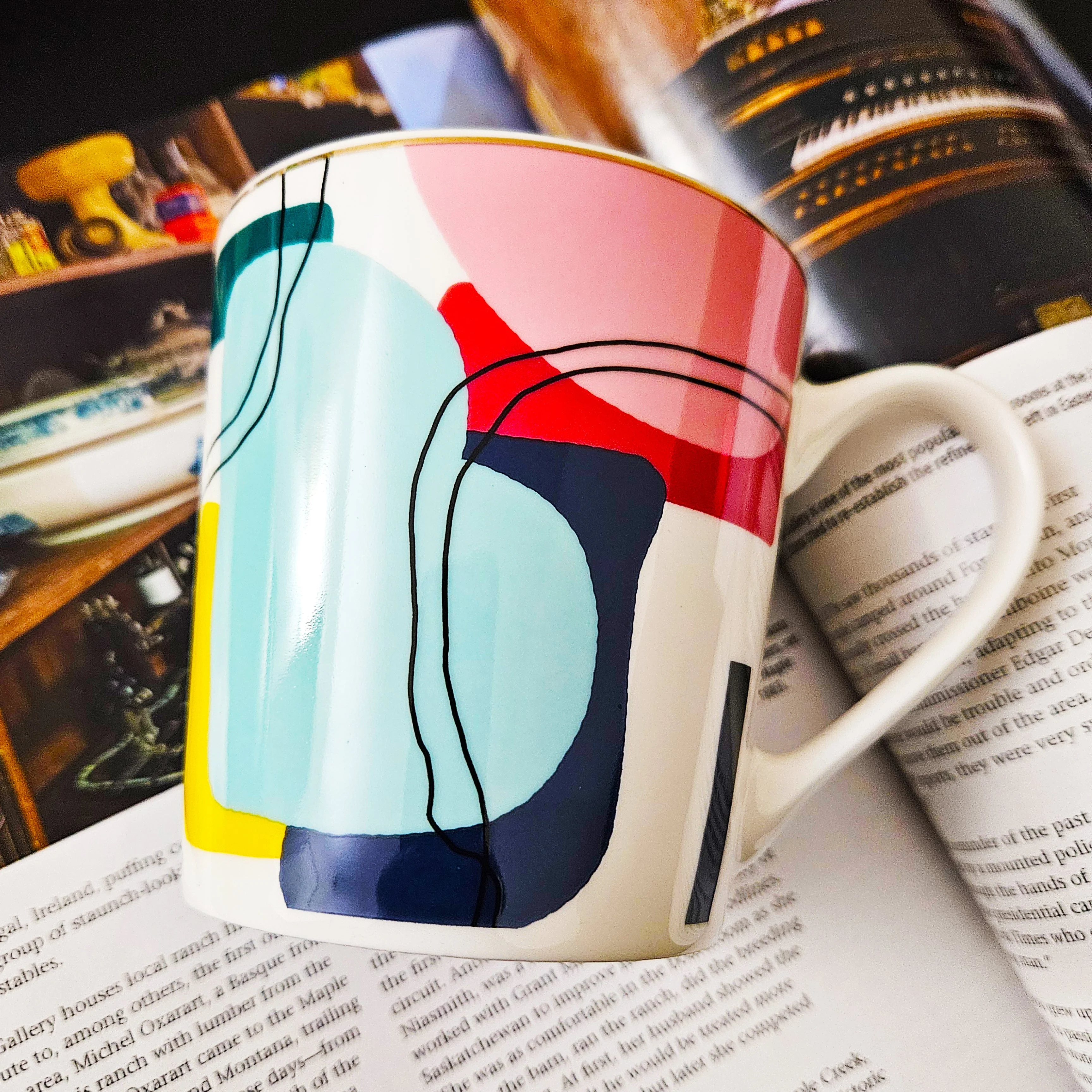Set Of Four Ceramic Coffee Mugs Face Theme by Izhar Studio- CA - Image 5