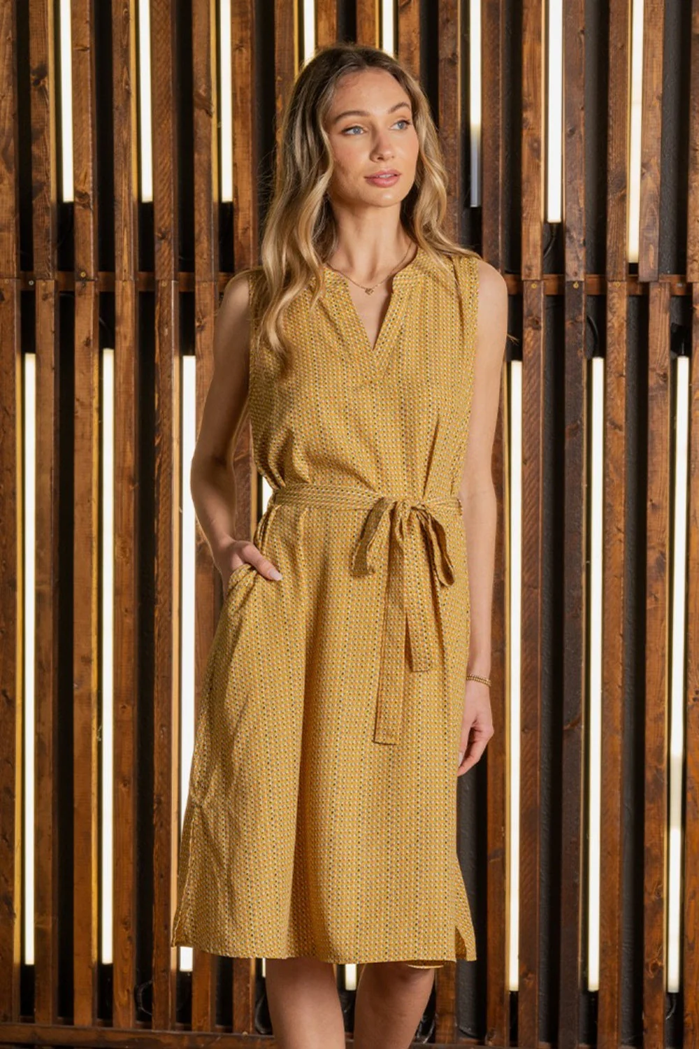 Sew In Love Full Size Printed Sleeveless Dress with Side Pockets - Image 4