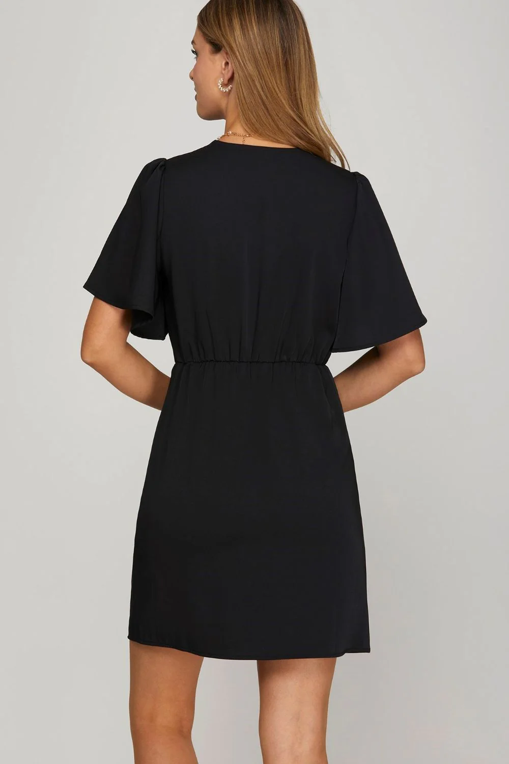 She + Sky Ruffled Surplice Short Flutter Sleeve Mini Dress - Image 2