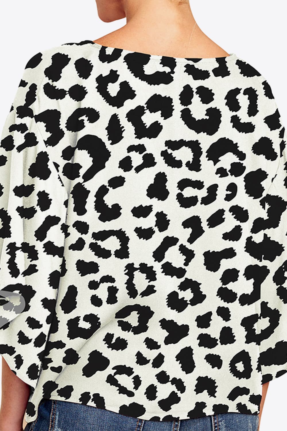 Shiny Printed Deep V Tie Hem Blouse - Image 9