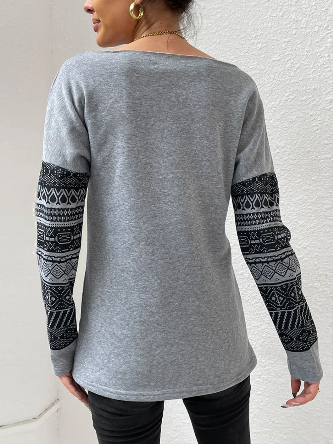 Shiny Printed Drop Shoulder Tunic Top - Image 2