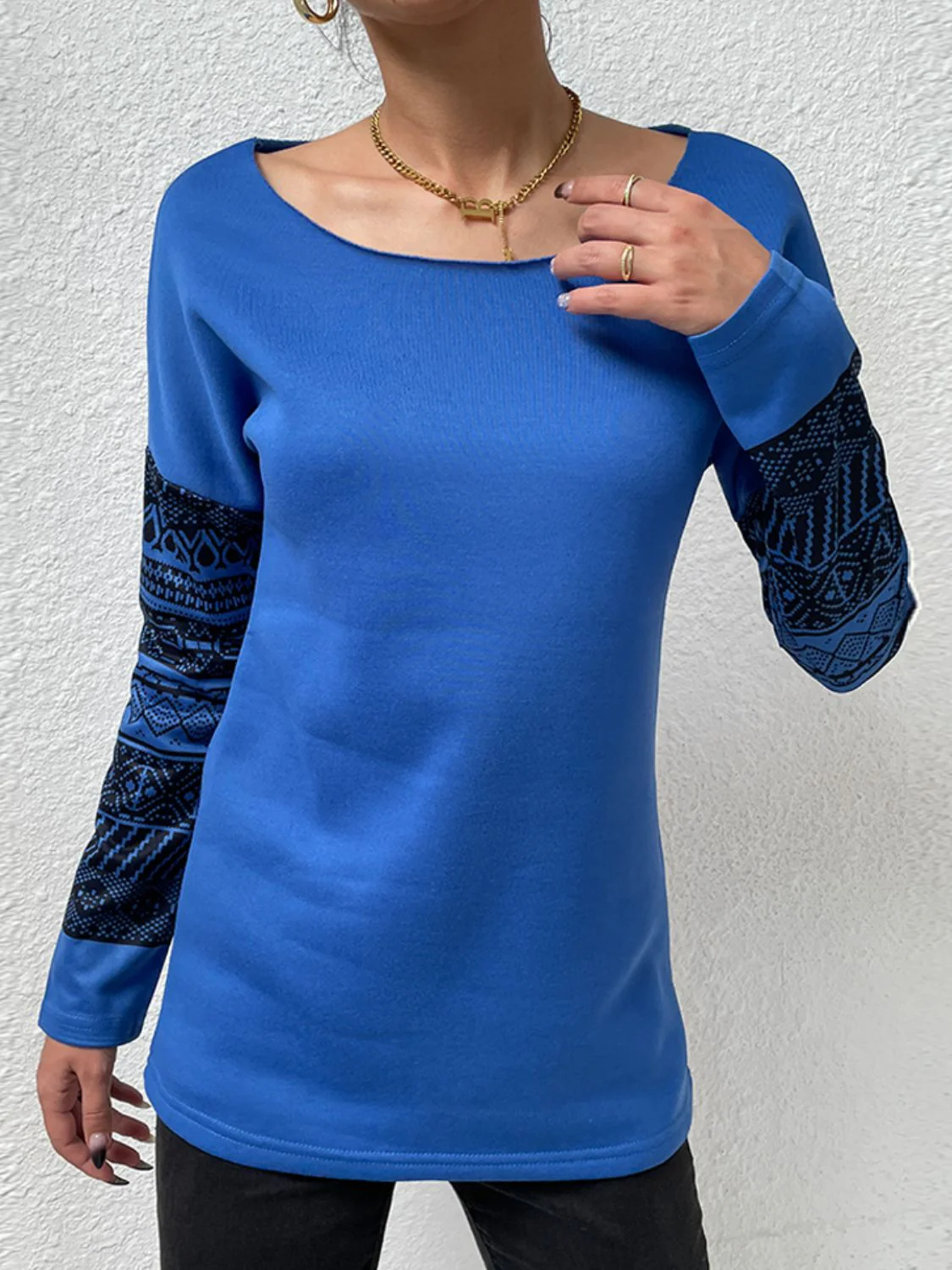 Shiny Printed Drop Shoulder Tunic Top - Image 4