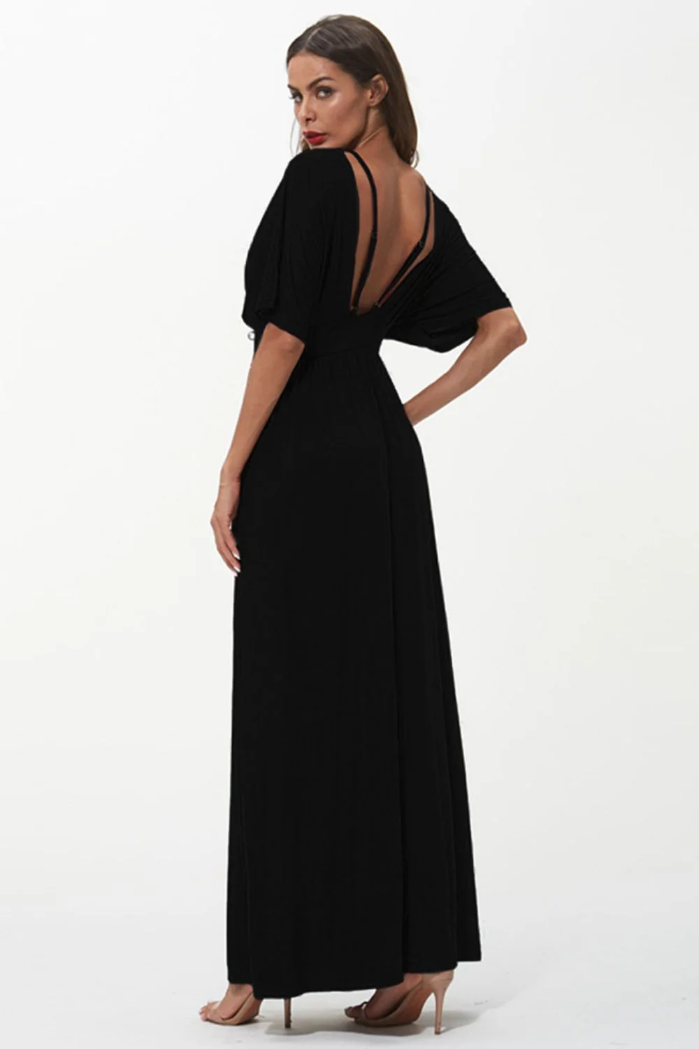 Shiny Strappy Neck Maxi Dress - Image 2