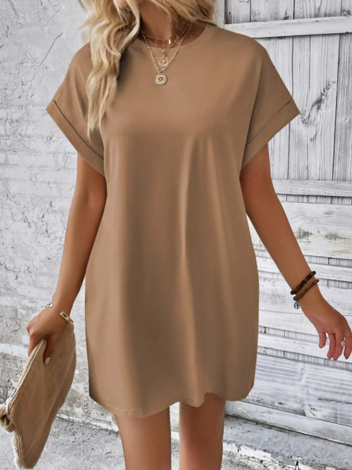 Short Sleeve Mini Tee Dress with Pockets - Image 10
