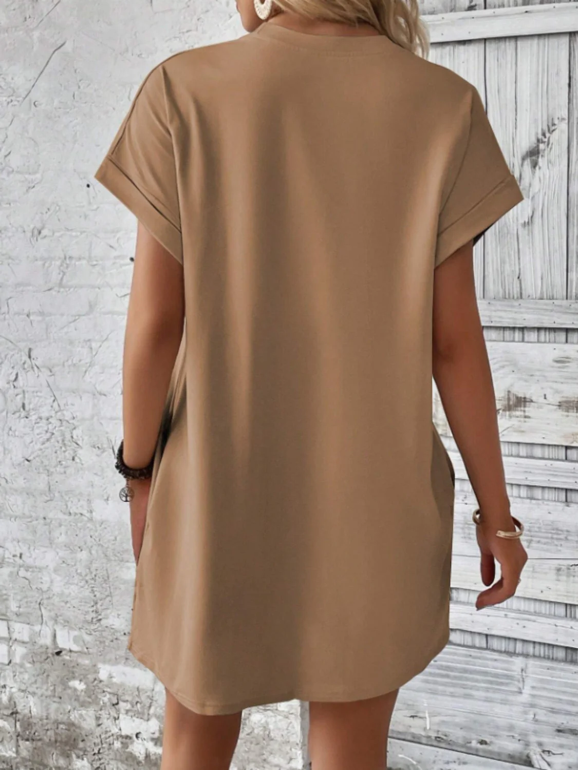 Short Sleeve Mini Tee Dress with Pockets - Image 11