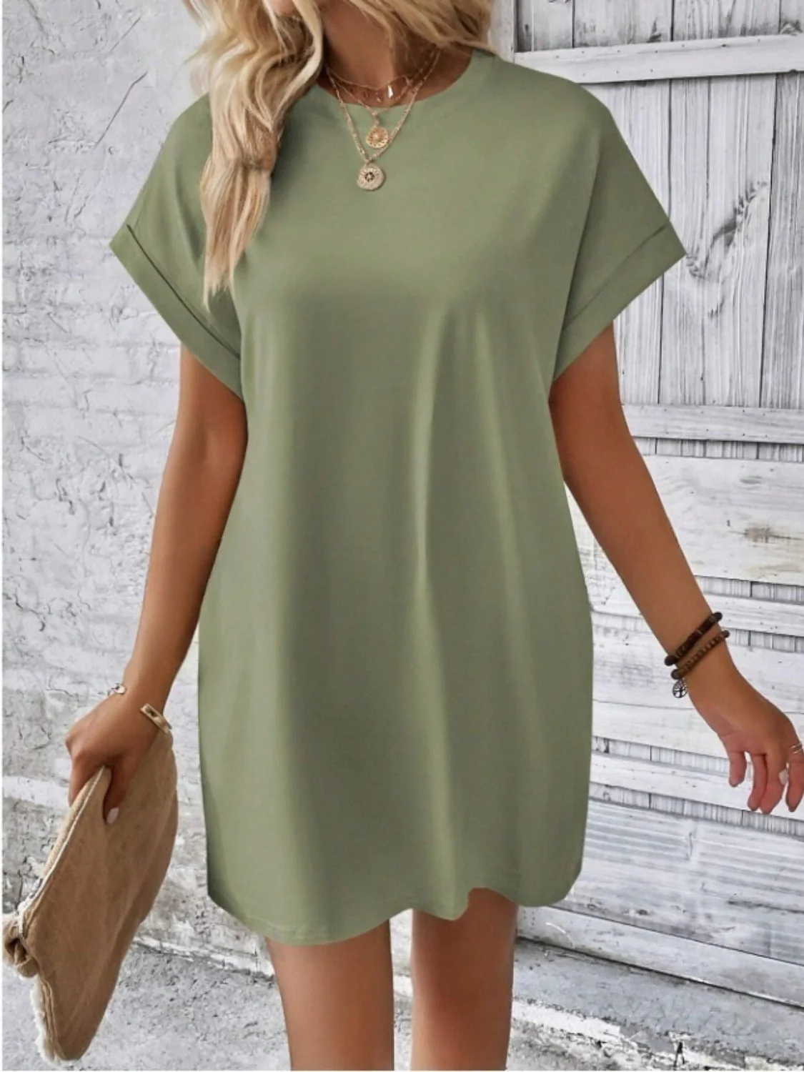 Short Sleeve Mini Tee Dress with Pockets - Image 12