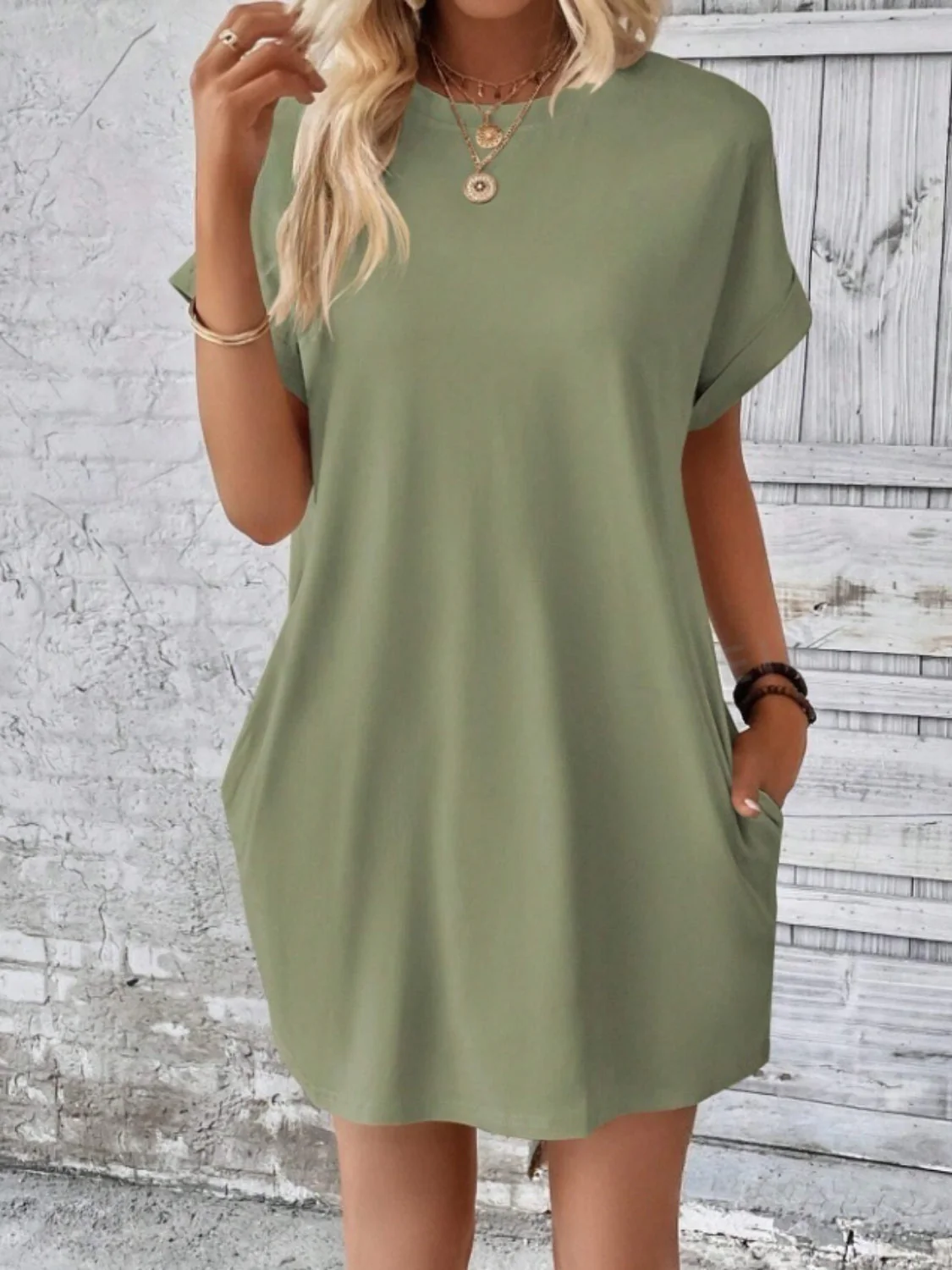 Short Sleeve Mini Tee Dress with Pockets - Image 16