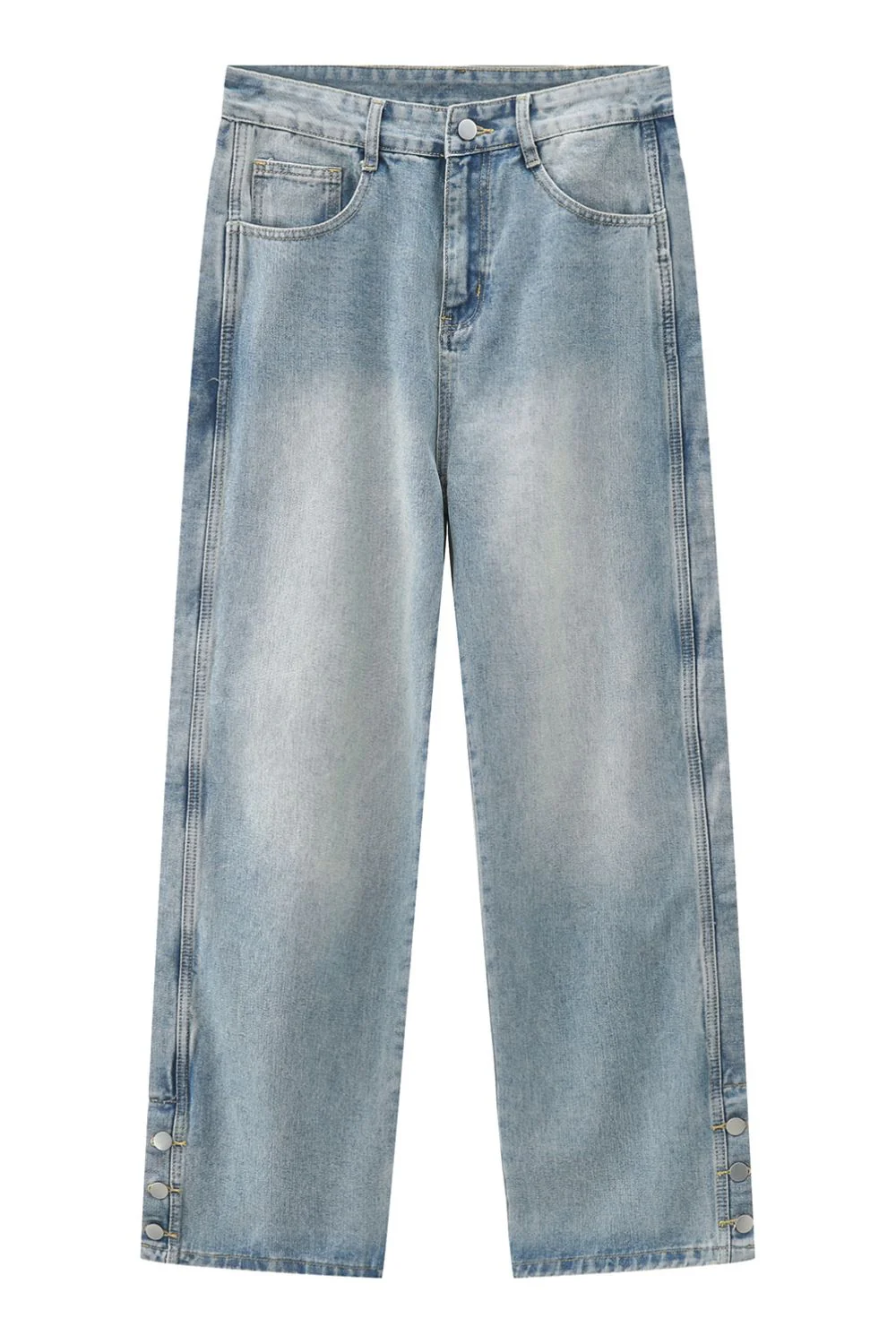 Side Slit Baggy Jeans with Pockets - Image 5