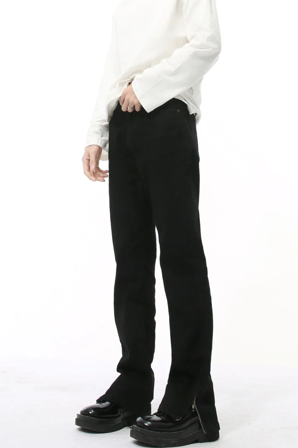 Side Zipper Slim Jeans - Image 3