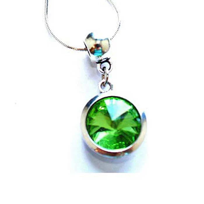 Silver Plated 'August Birthstone' Peridot Colored Crystal Pendant Necklace by Liberty Charms USA - Image 2