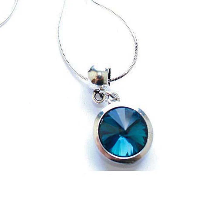 Silver Plated 'December Birthstone' Turquoise Colored Crystal Pendant Necklace by Liberty Charms USA - Image 2