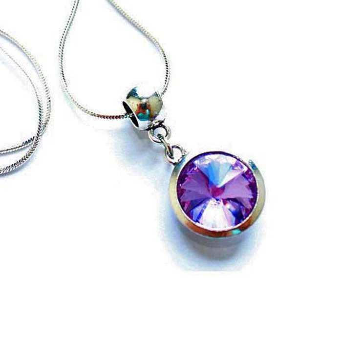 Silver Plated 'June Birthstone' Amethyst Colored Crystal Pendant Necklace by Liberty Charms USA - Image 2