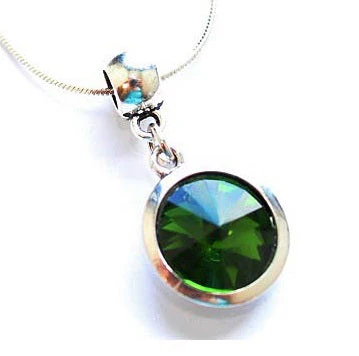 Silver Plated 'May Birthstone' Emerald Colored Crystal Pendant Necklace by Liberty Charms USA - Image 2