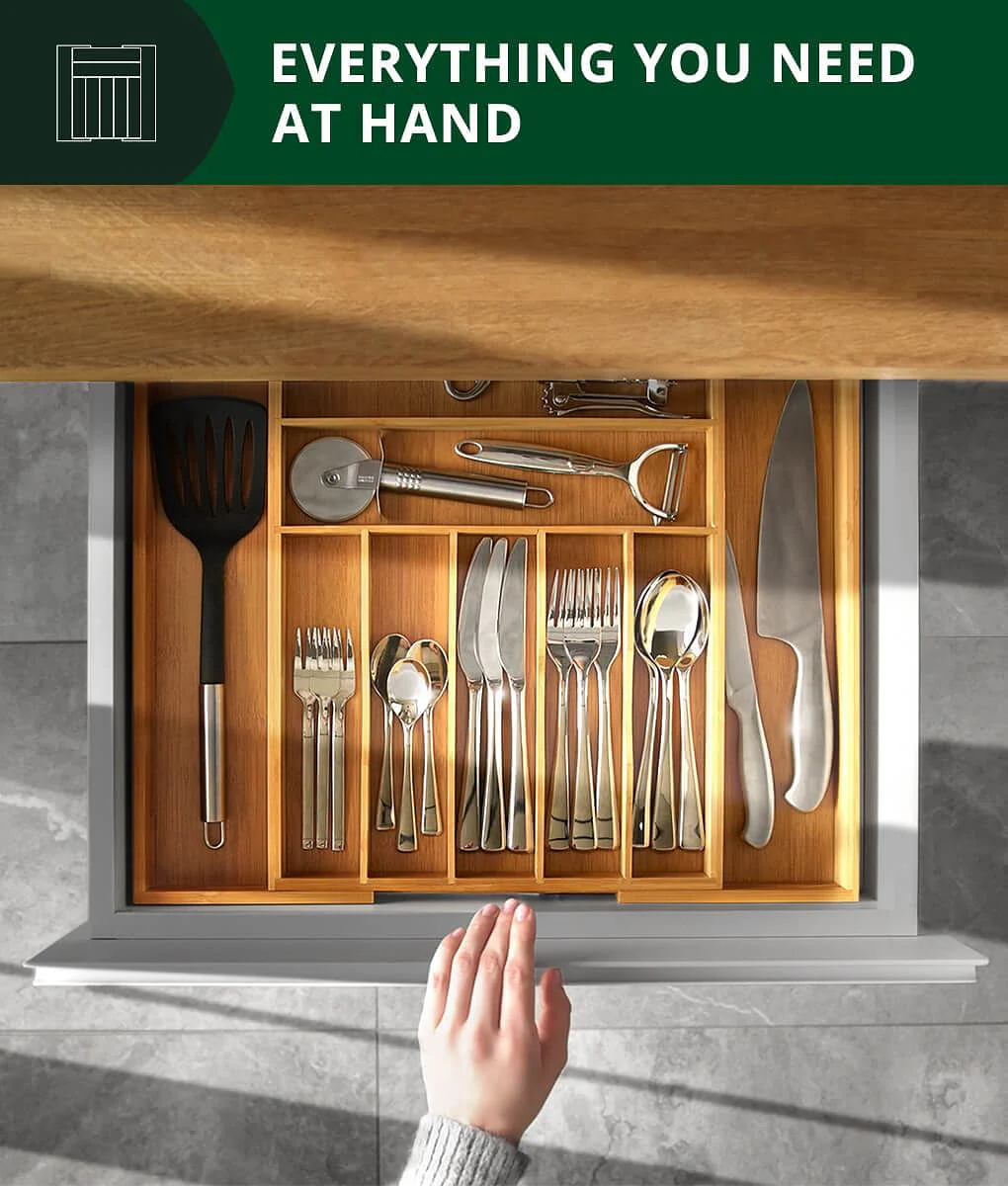 Silverware Drawer Organizer 9 Slots by Royal Craft Wood - Image 6