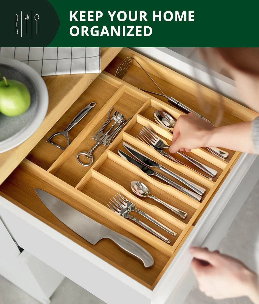Silverware Drawer Organizer 9 Slots by Royal Craft Wood - Image 7