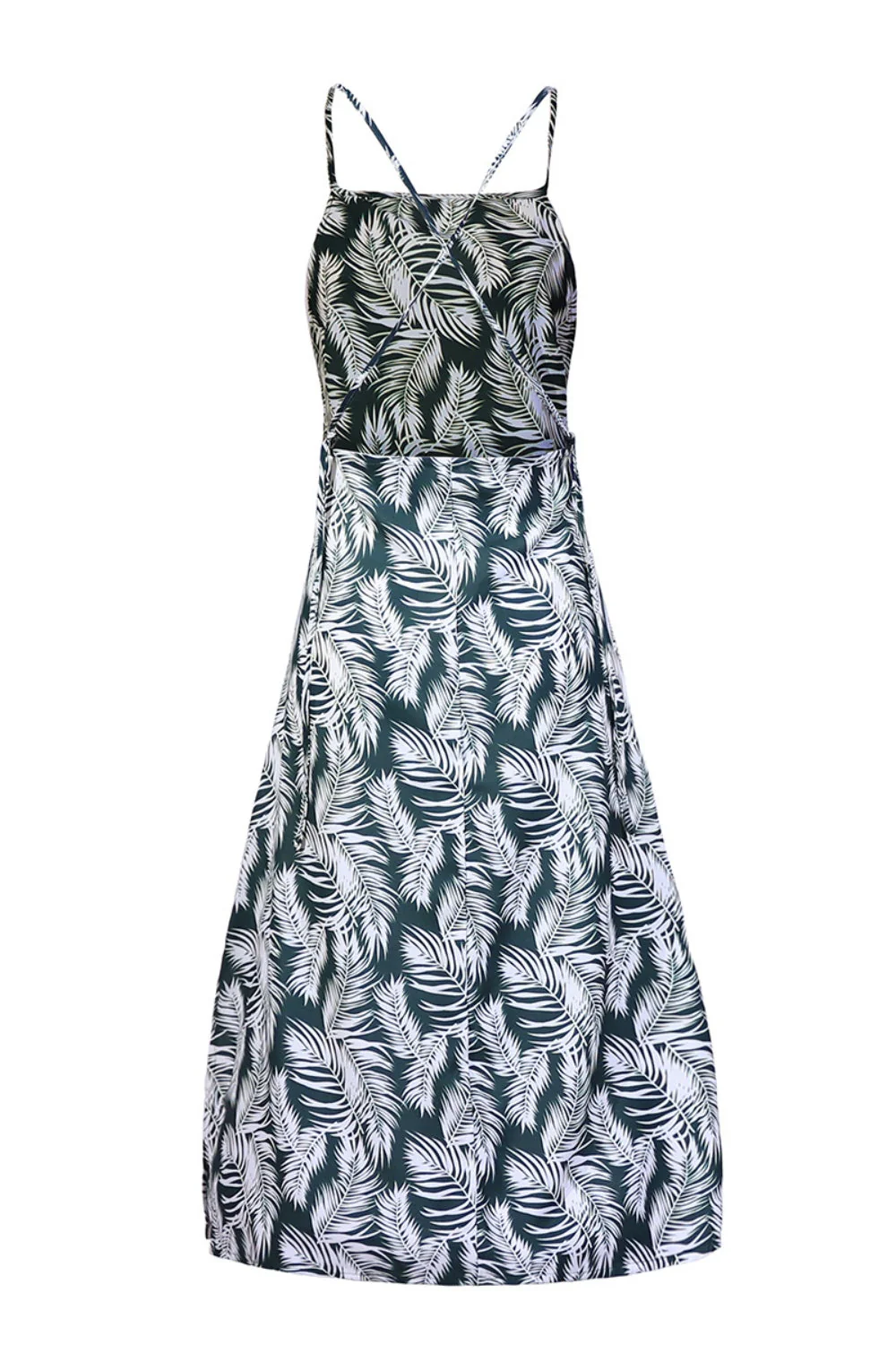 Slit Crisscross Printed Sleeveless Cami Dress - Image 10