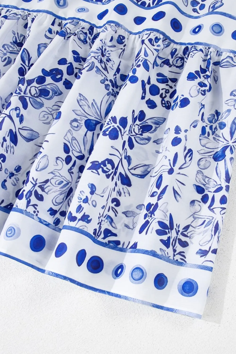 Smocked Printed Square Neck Puff Sleeve Dress - Image 7