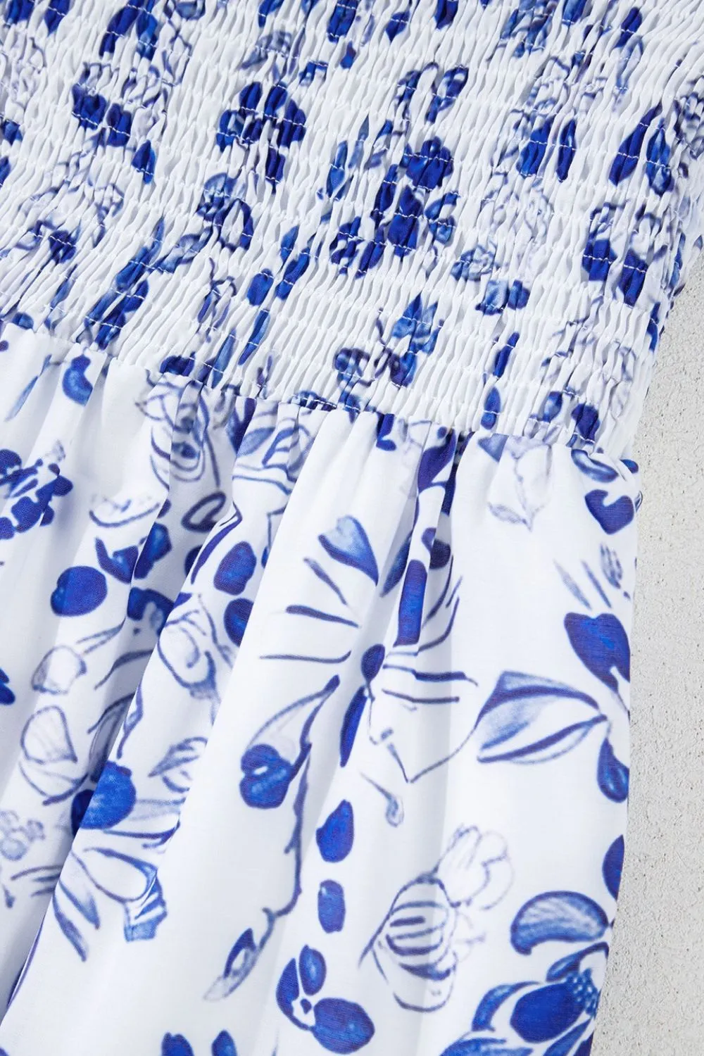 Smocked Printed Square Neck Puff Sleeve Dress - Image 8