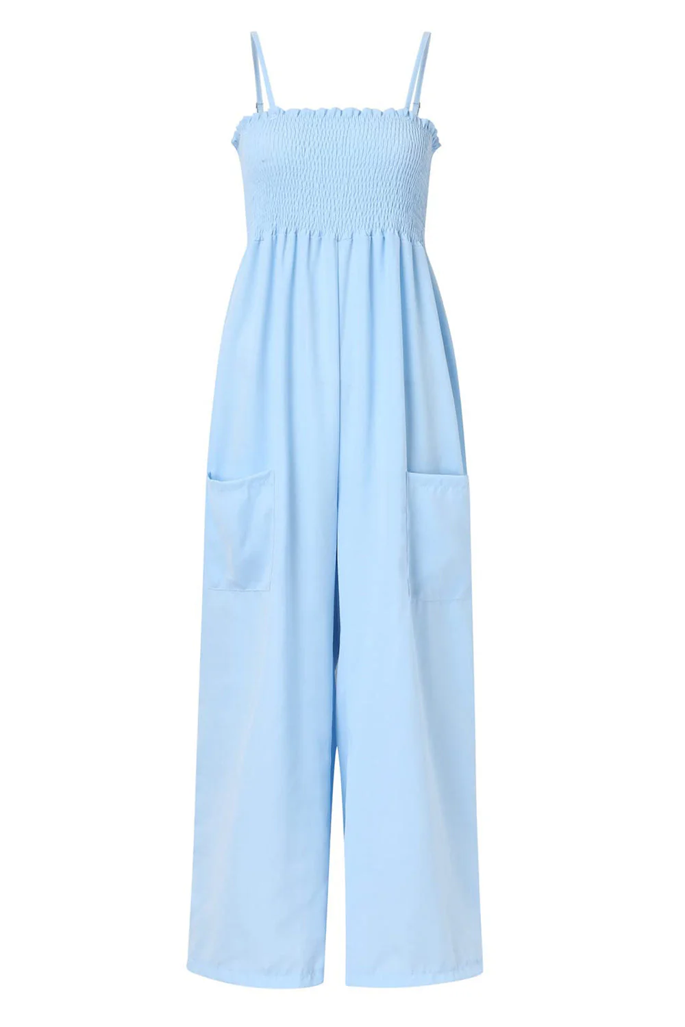 Smocked Spaghetti Strap Wide Leg Jumpsuit - Image 14