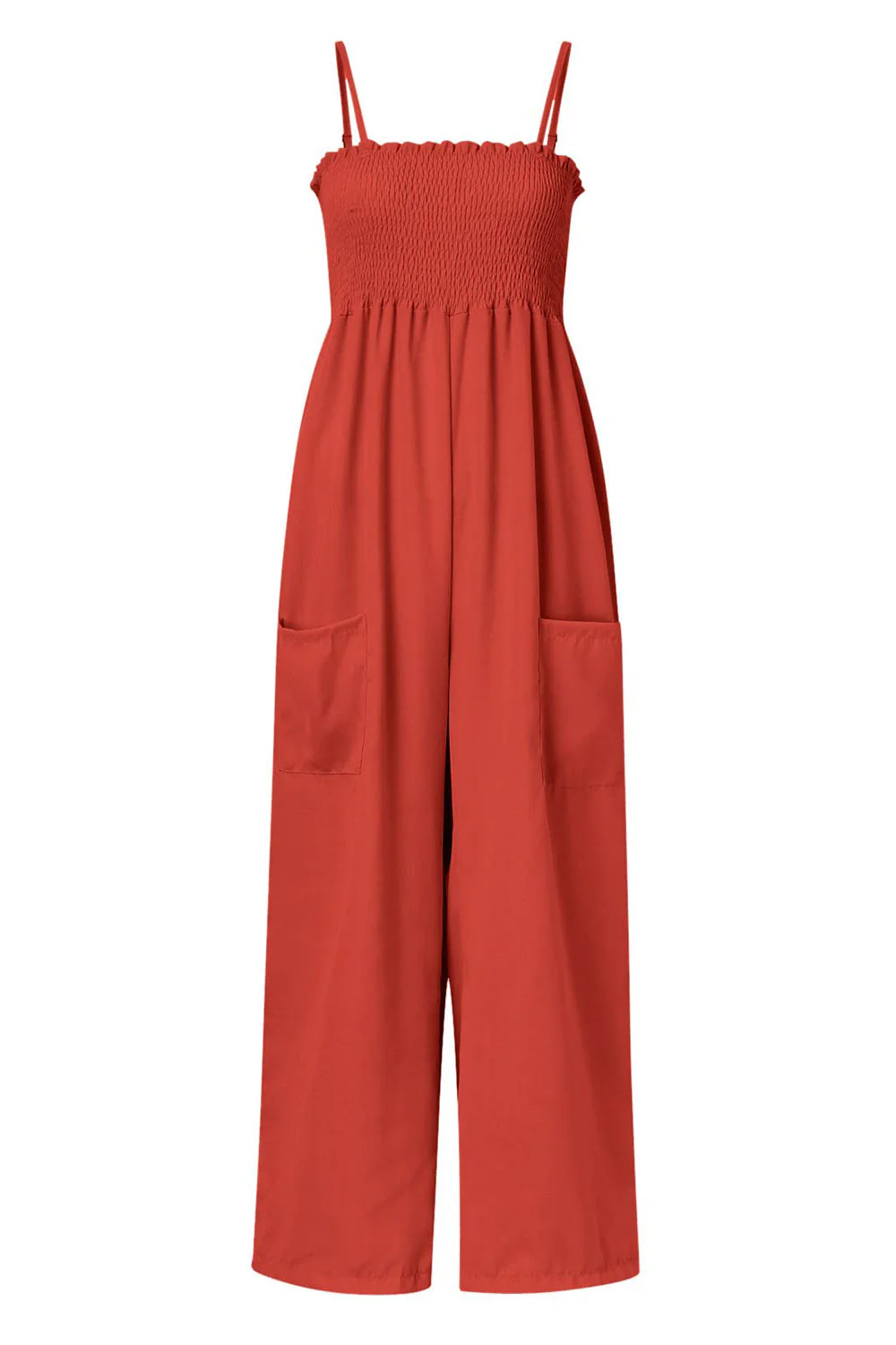 Smocked Spaghetti Strap Wide Leg Jumpsuit - Image 2