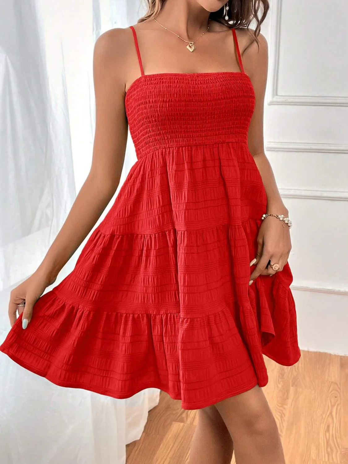 Smocked Tiered Sleeveless Mini Dress - Image 29