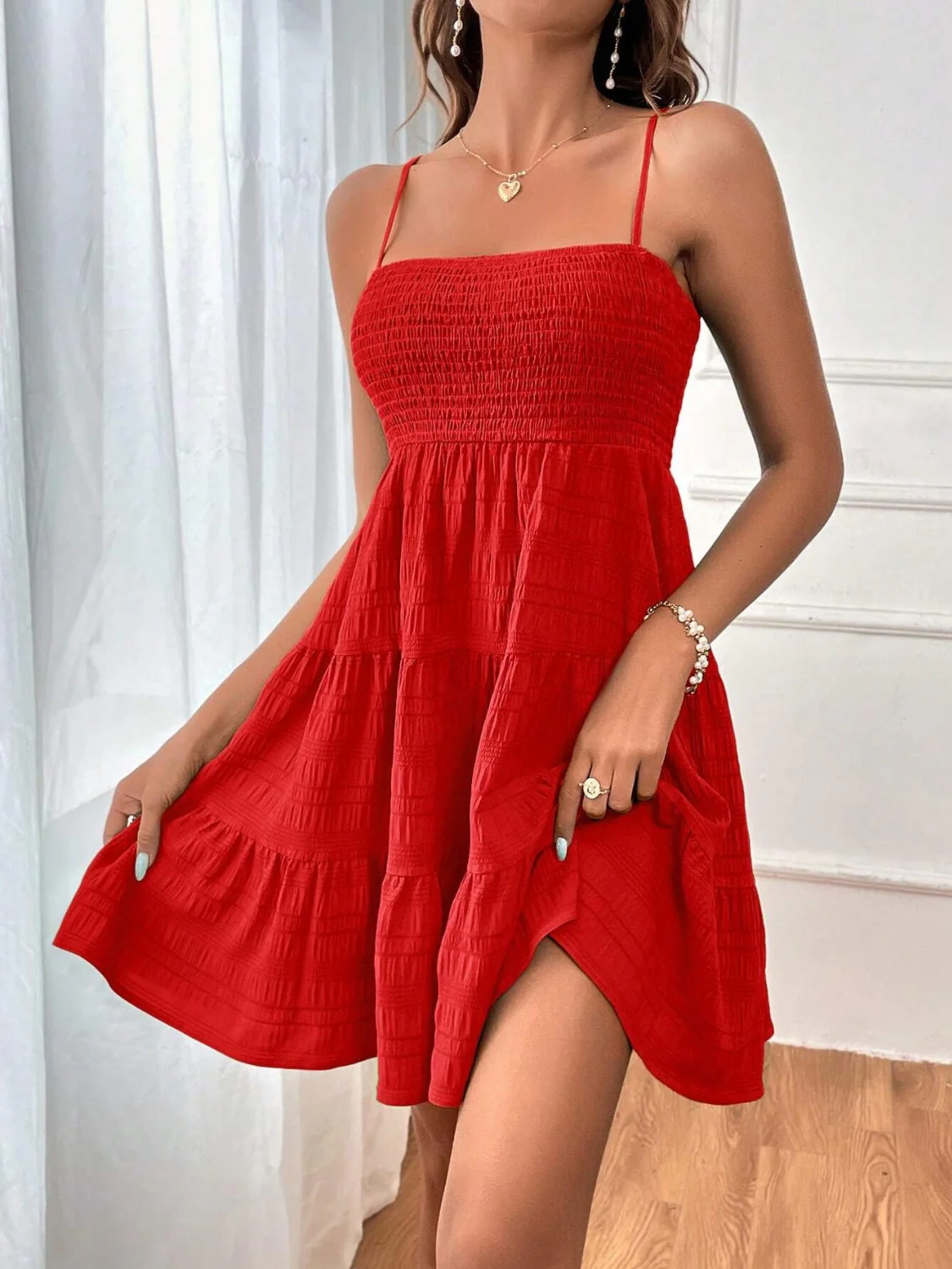 Smocked Tiered Sleeveless Mini Dress - Image 32
