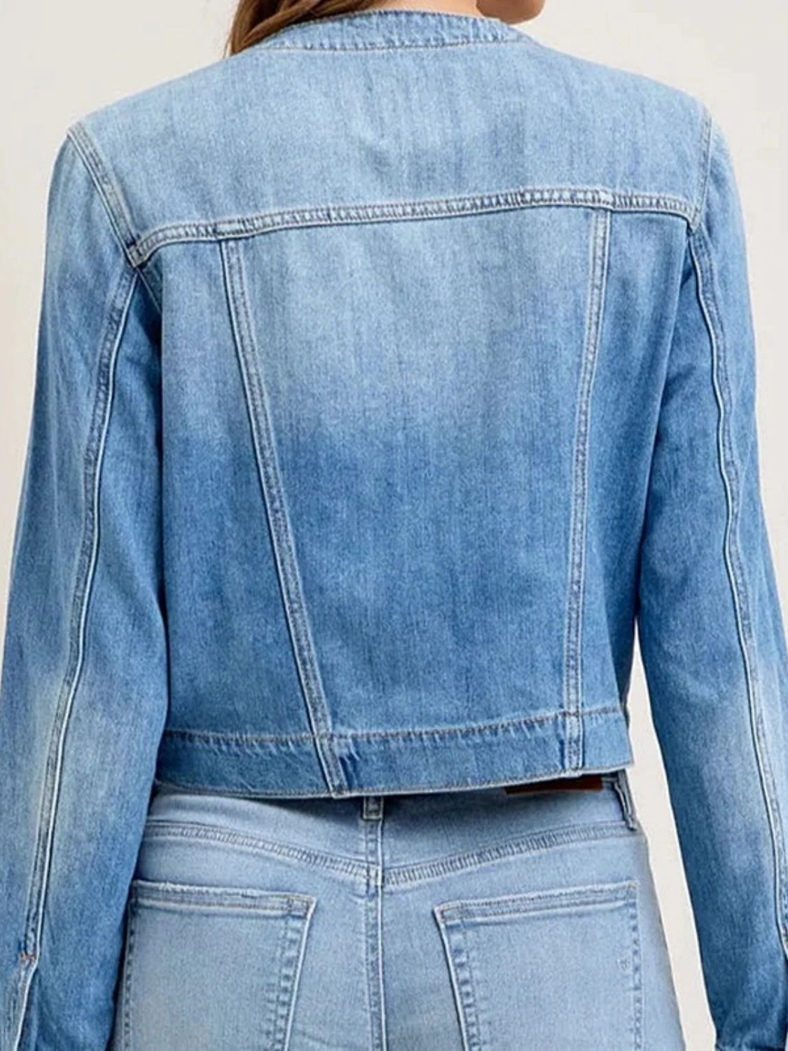 Snap Down Dropped Cargo Denim Jacket - Image 8