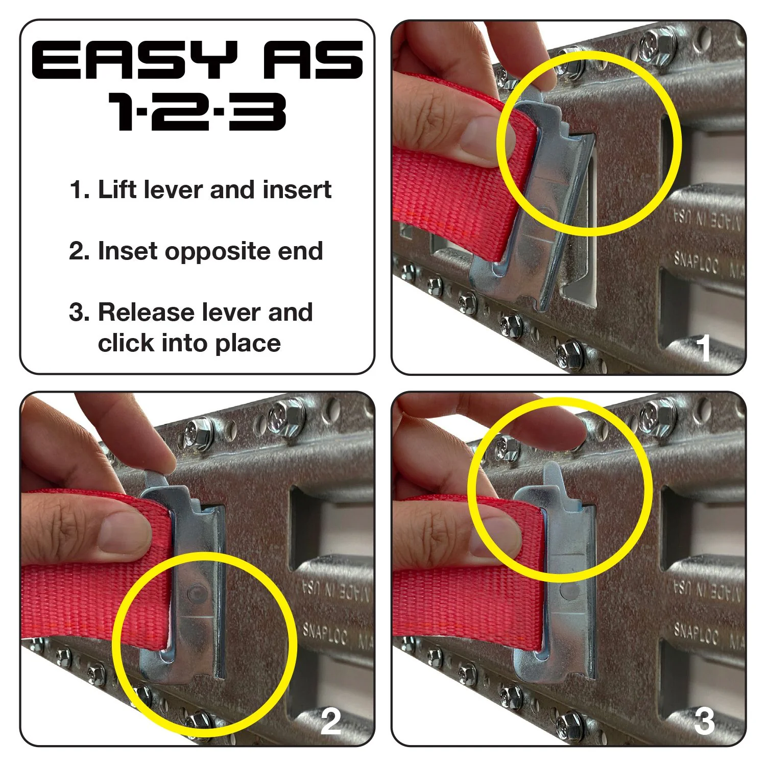 SNAP-LOC 2 in x 12 ft E-Track Ratchet Strap Tie-Down 4,400 lb by SNAP-LOC CARGO CONTROL - Image 3