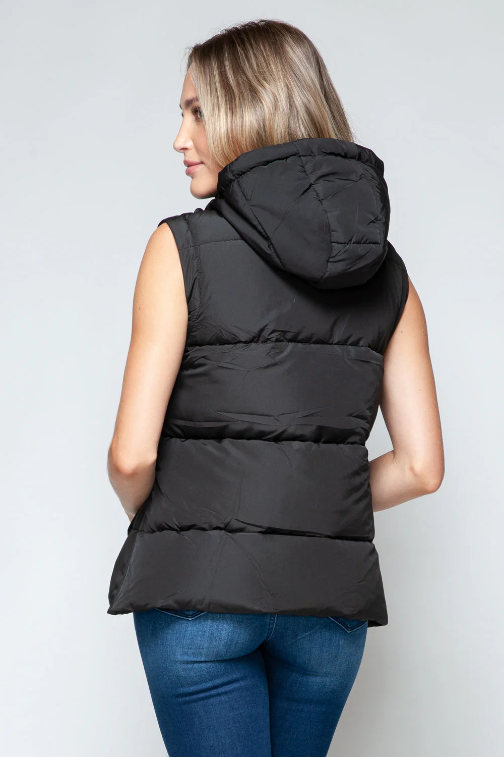 Snobbish Snap and Zip Closure Hooded Vest - Image 3