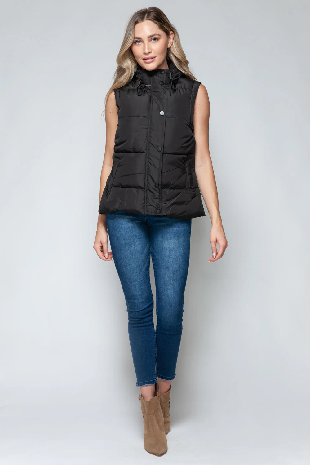 Snobbish Snap and Zip Closure Hooded Vest - Image 8