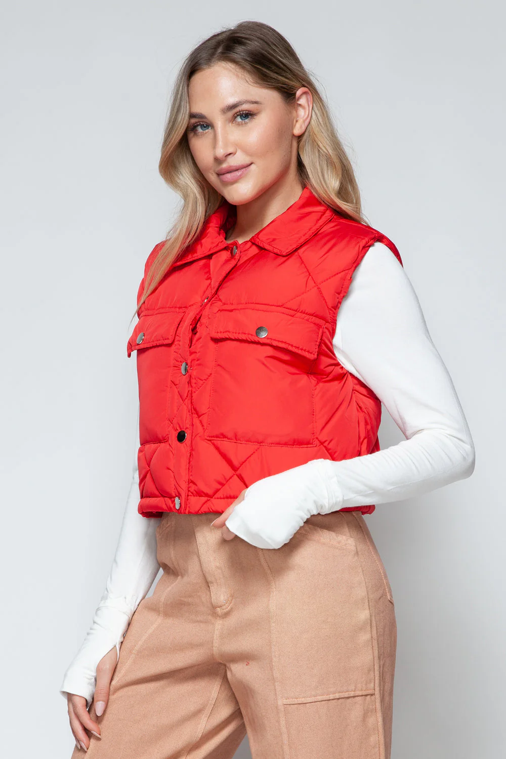 Snobbish Snap Down Quilted Crop Vest - Image 4