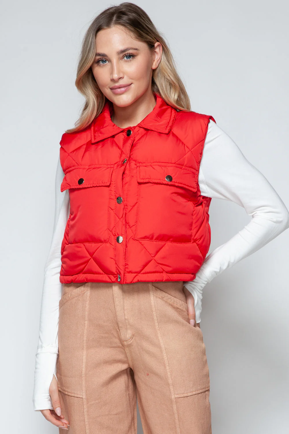 Snobbish Snap Down Quilted Crop Vest - Image 5