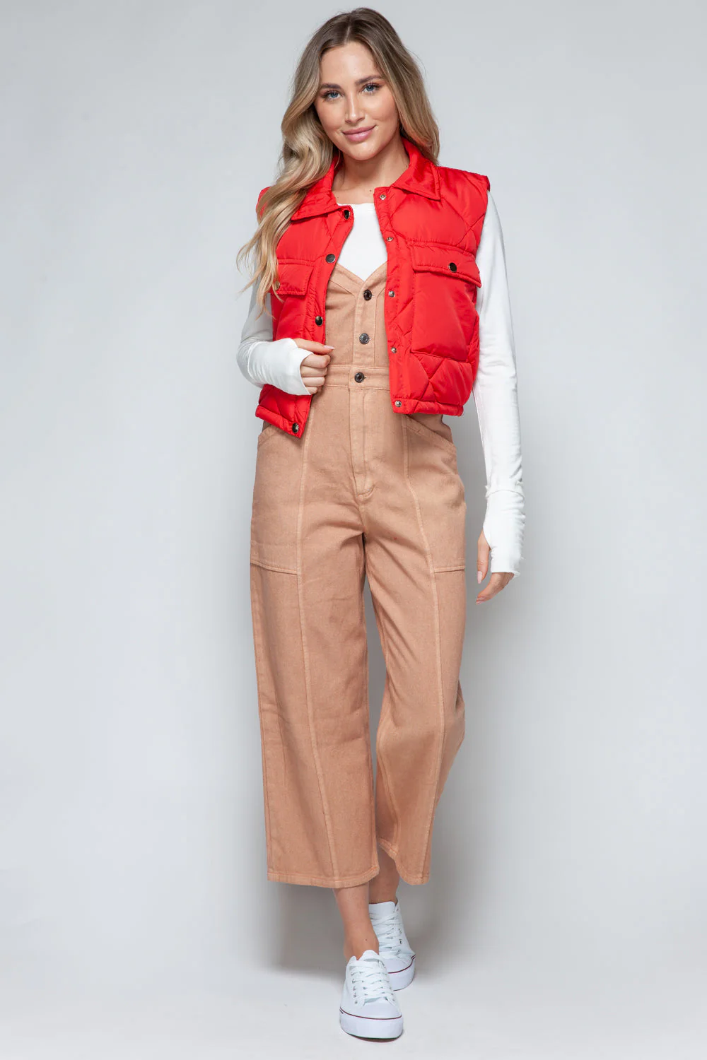 Snobbish Snap Down Quilted Crop Vest - Image 7