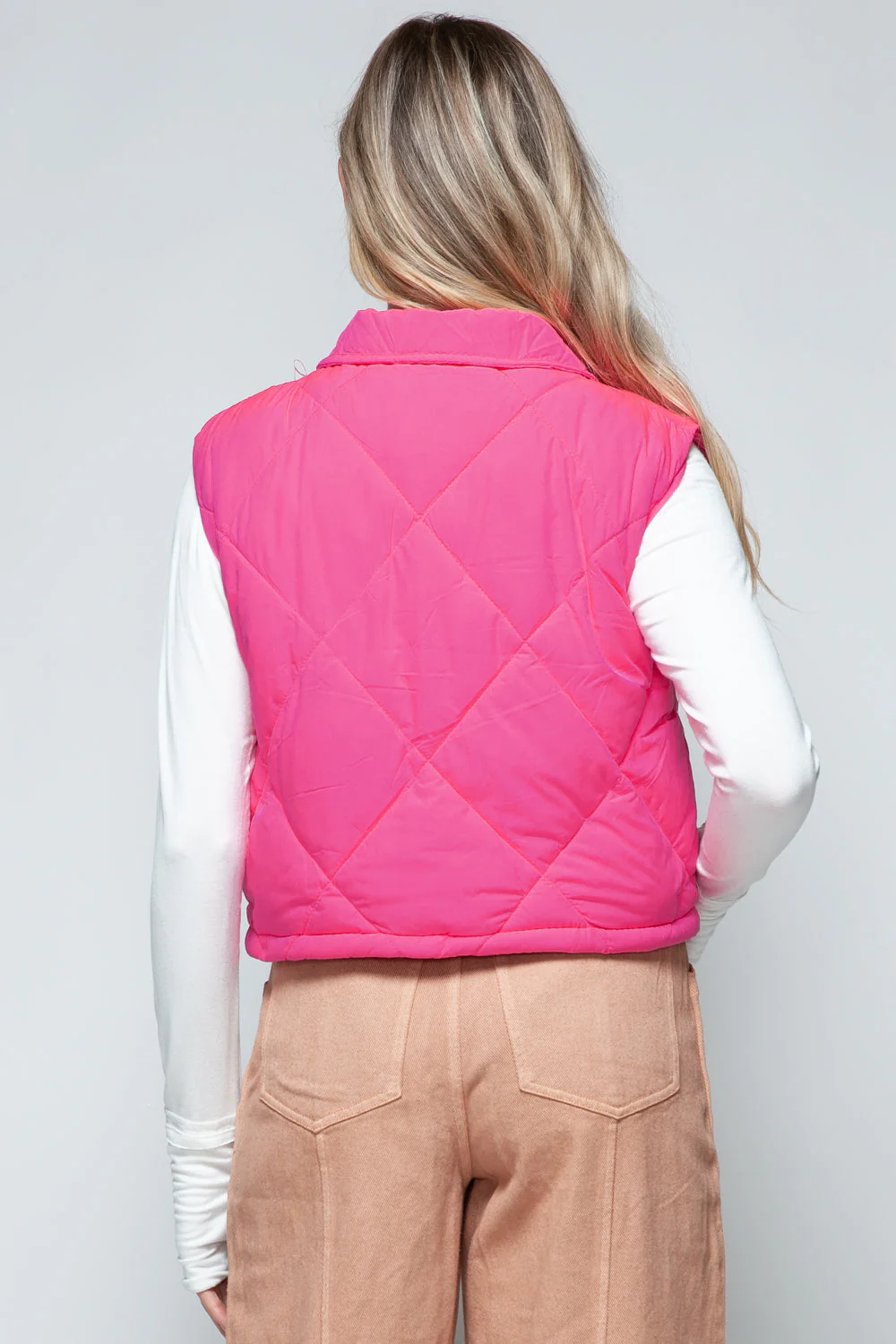Snobbish Snap Down Quilted Crop Vest - Image 2