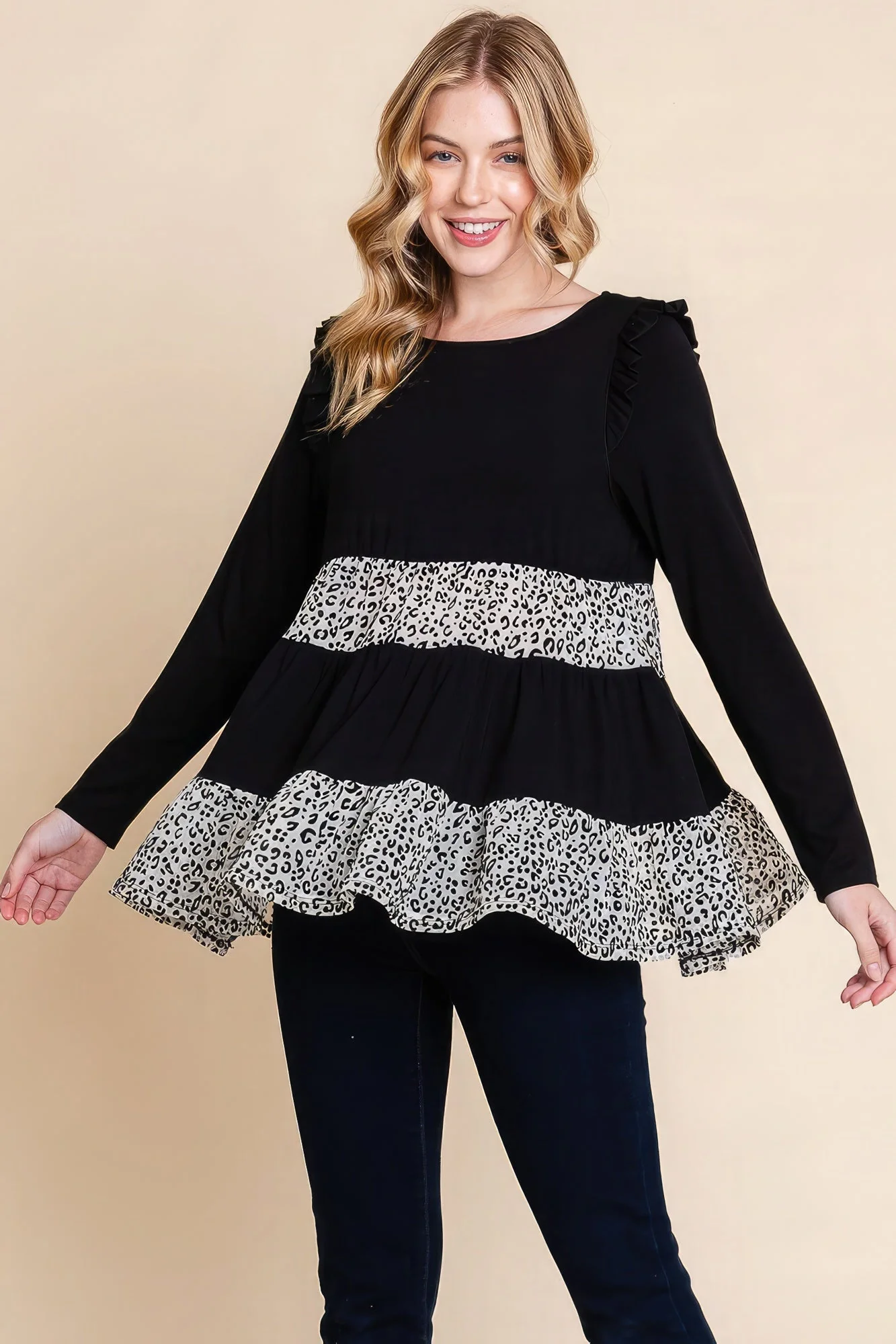 Solid Tiered Fashion Top - Image 2