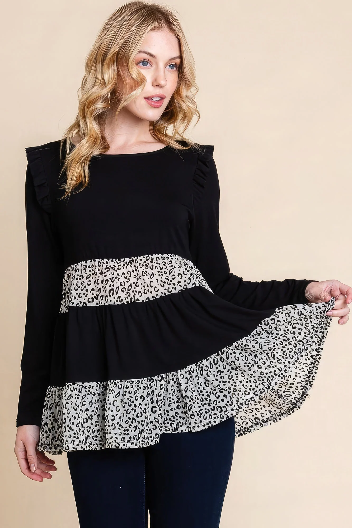 Solid Tiered Fashion Top - Image 3
