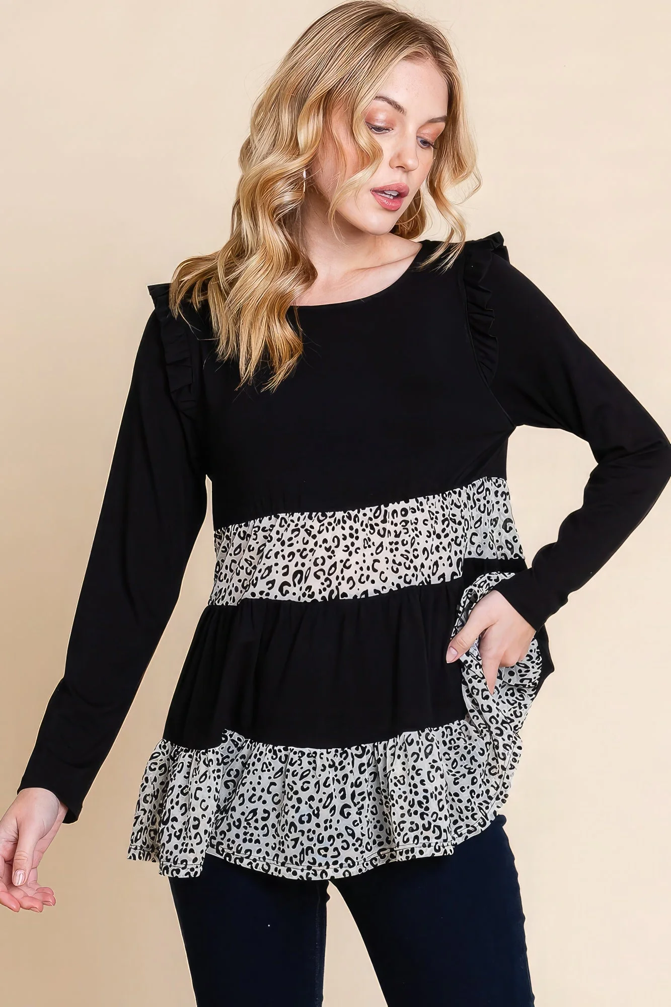 Solid Tiered Fashion Top - Image 4