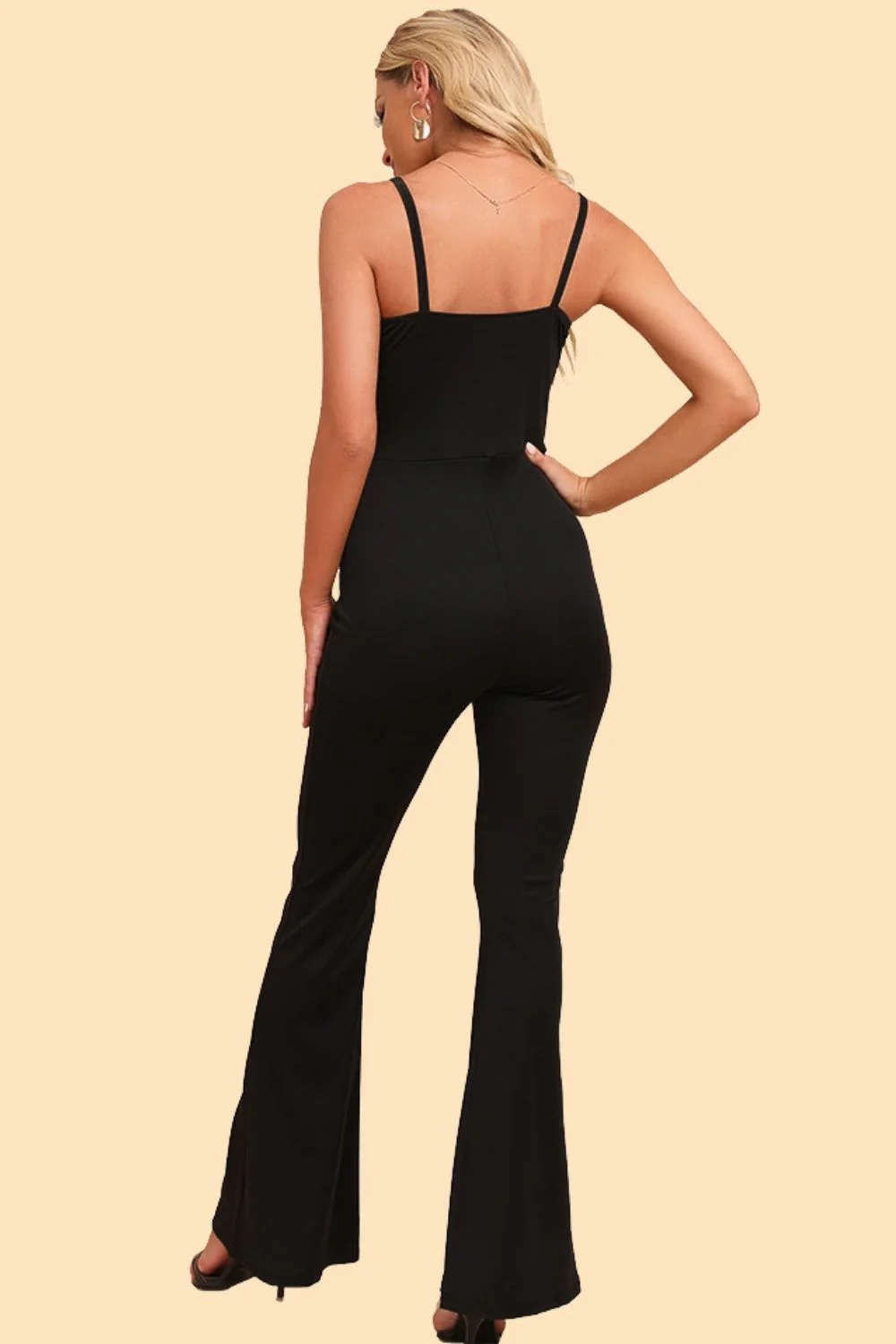 Spliced Mesh Spaghetti Strap Jumpsuit - Image 2
