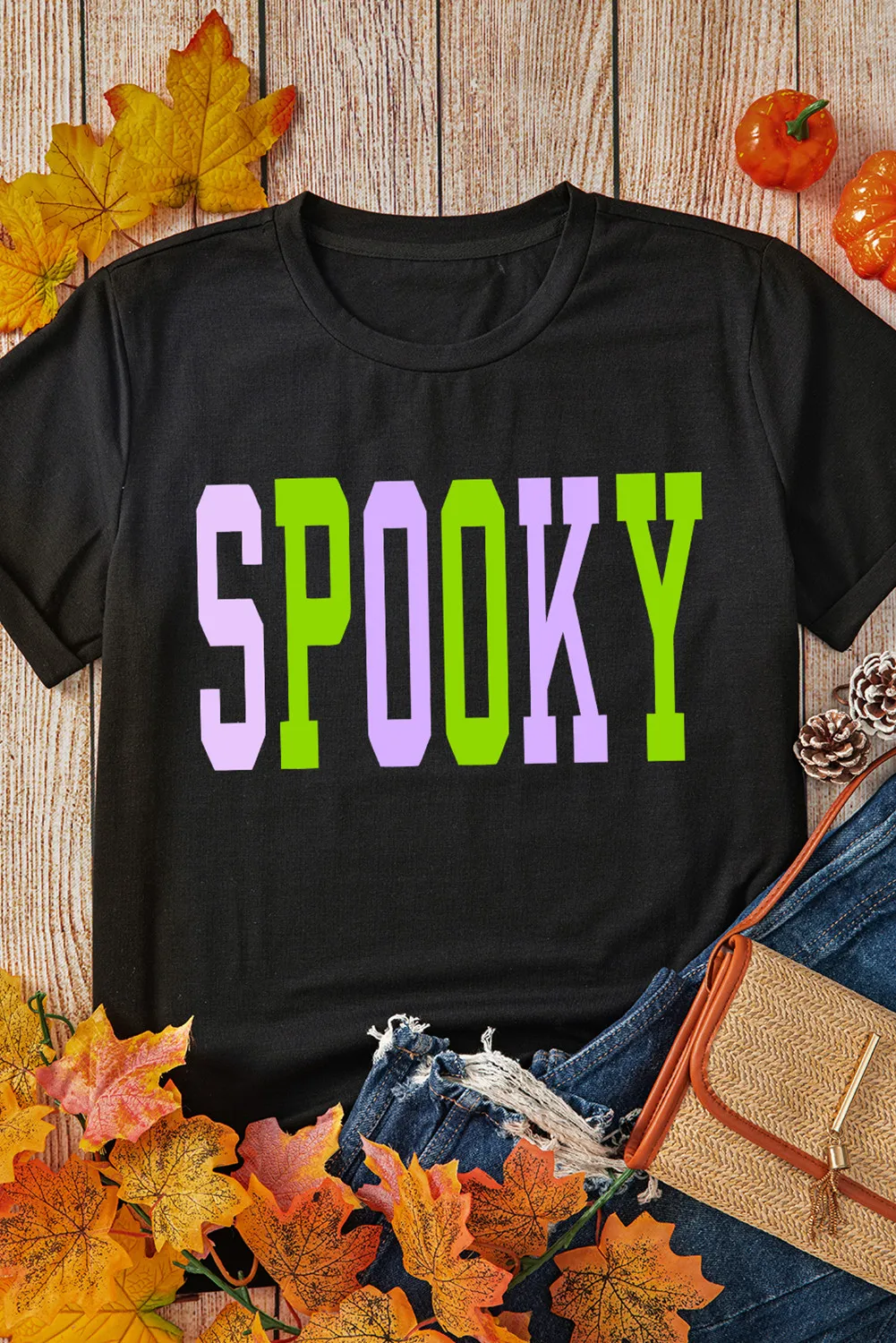 SPOOKY Round Neck Short Sleeve T-Shirt - Image 2