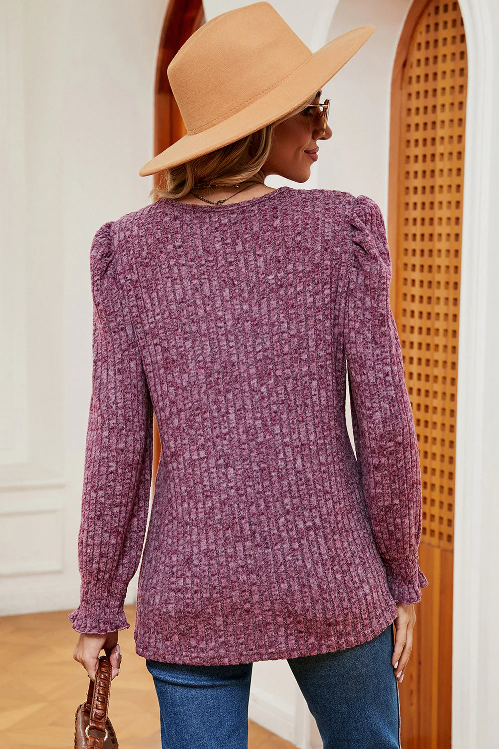 Square Neck Flounce Sleeve T-Shirt - Image 24