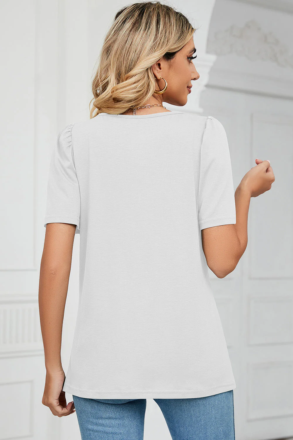 Square Neck Short Sleeve T-Shirt - Image 10