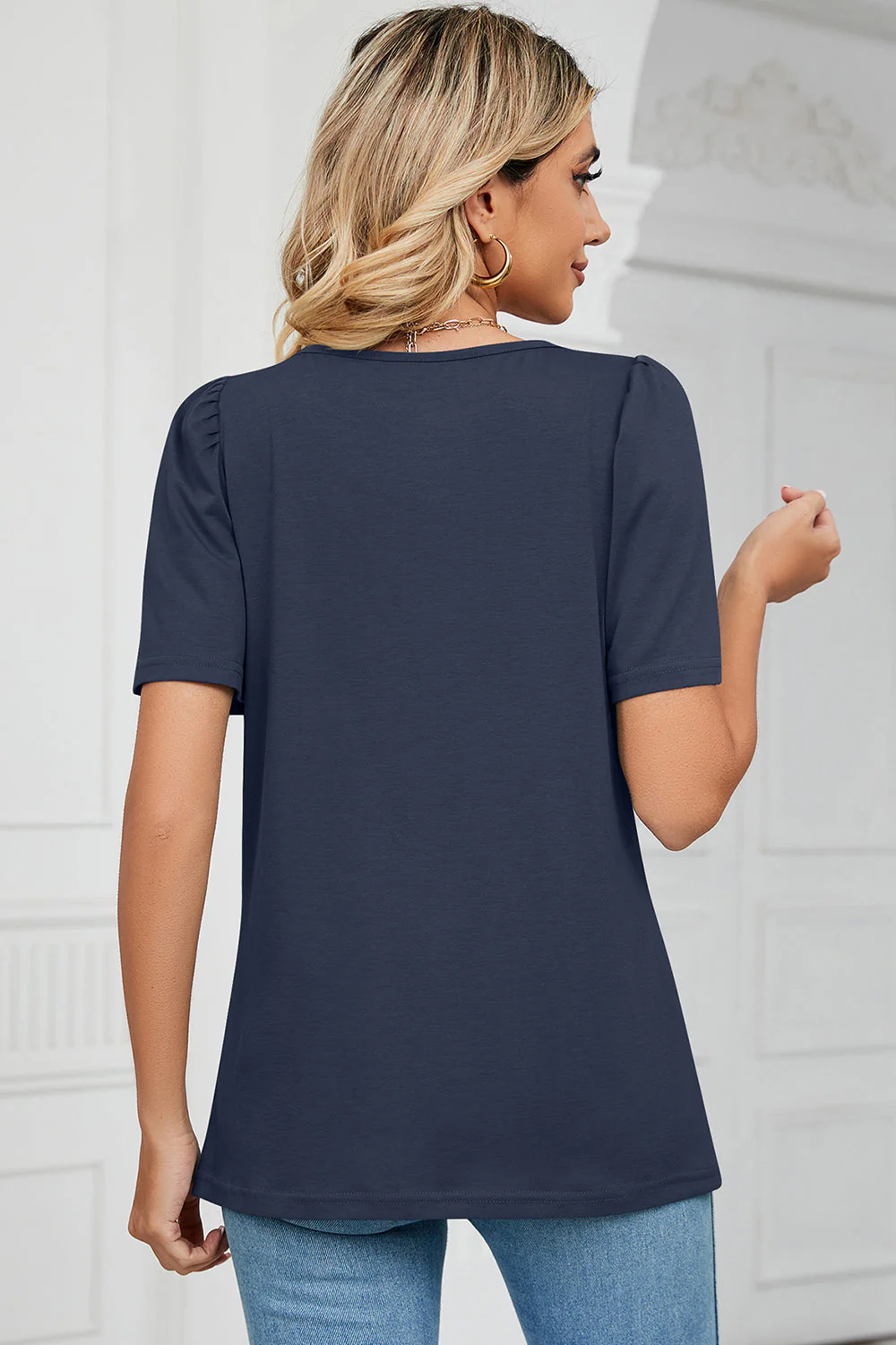 Square Neck Short Sleeve T-Shirt - Image 13
