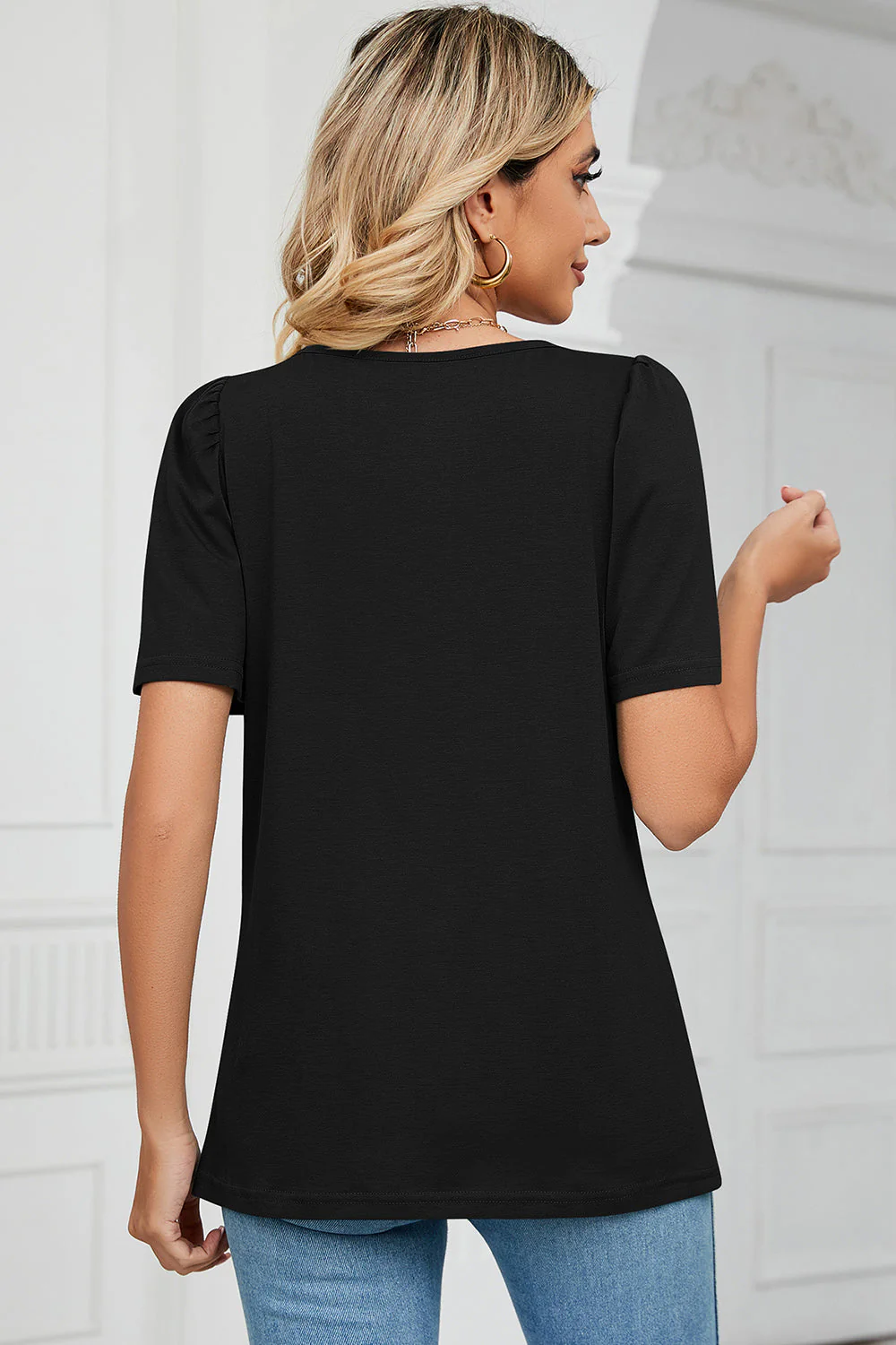 Square Neck Short Sleeve T-Shirt - Image 16