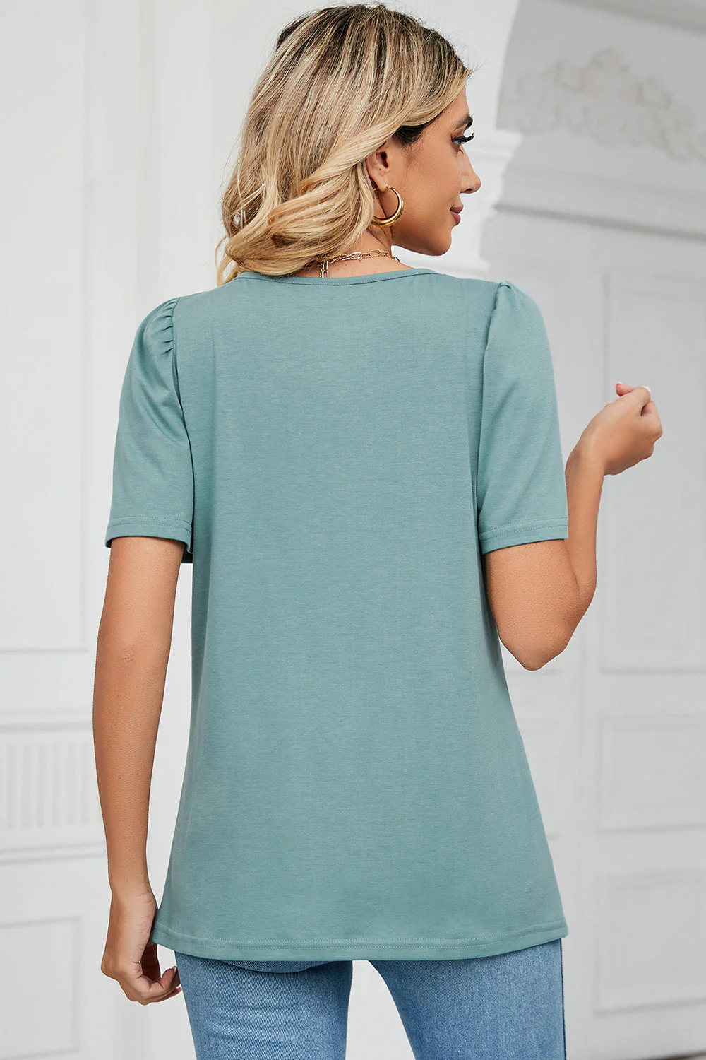 Square Neck Short Sleeve T-Shirt - Image 2