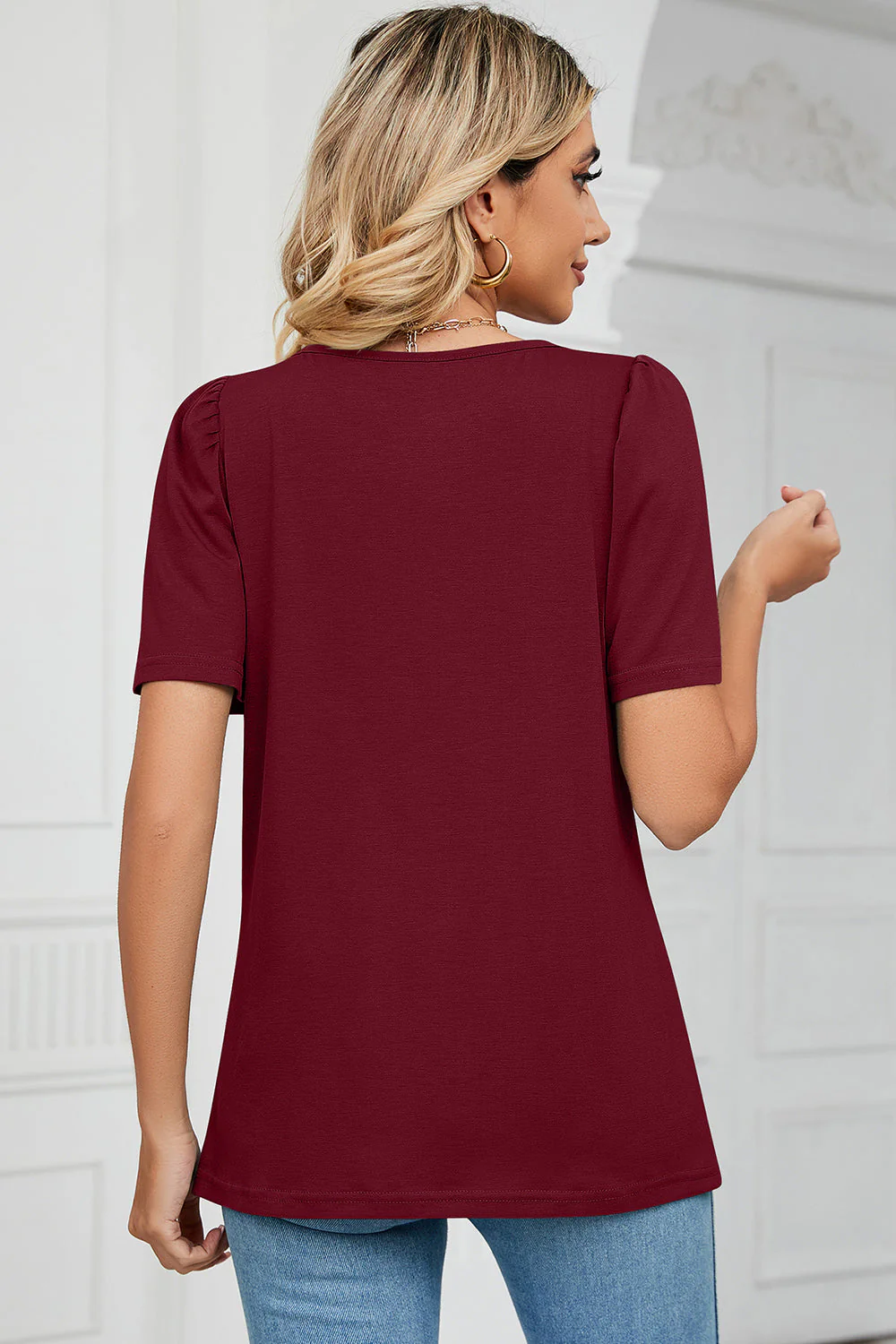 Square Neck Short Sleeve T-Shirt - Image 7