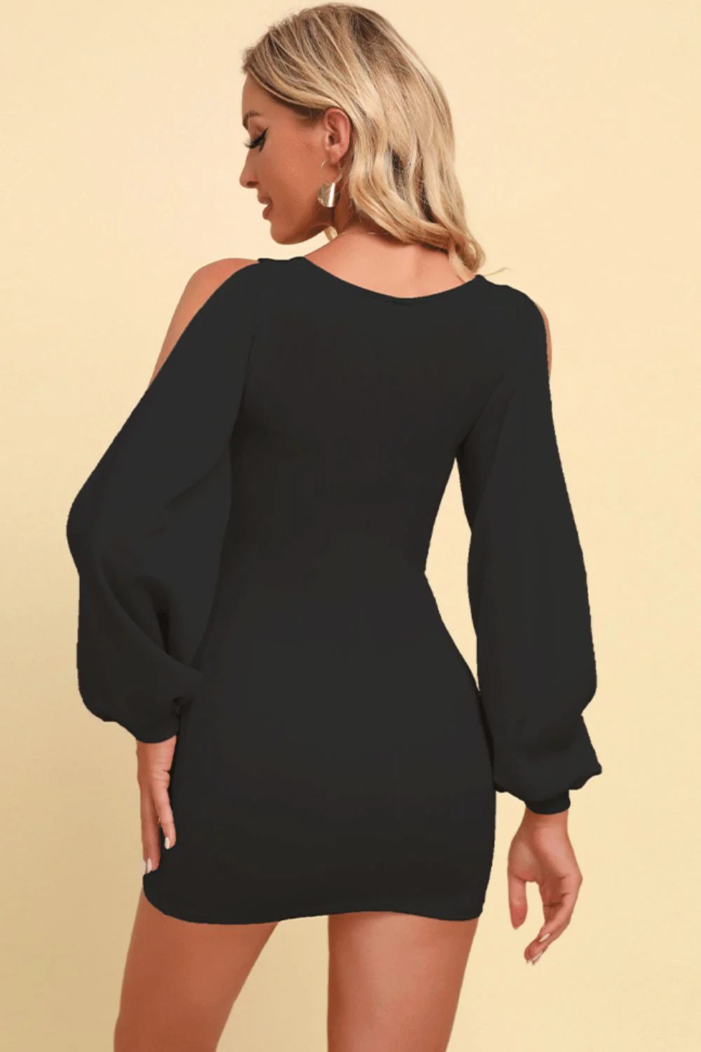 Square Neck Split Sleeve Mini Dress - Image 11