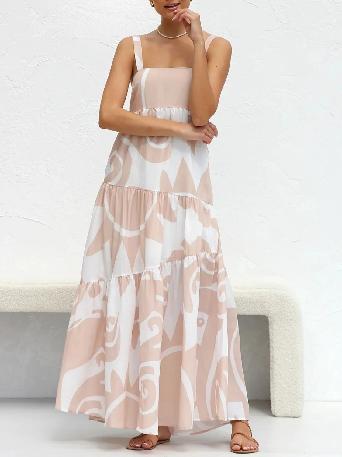 Square Neck Wide Strap Maxi Dress - Image 3